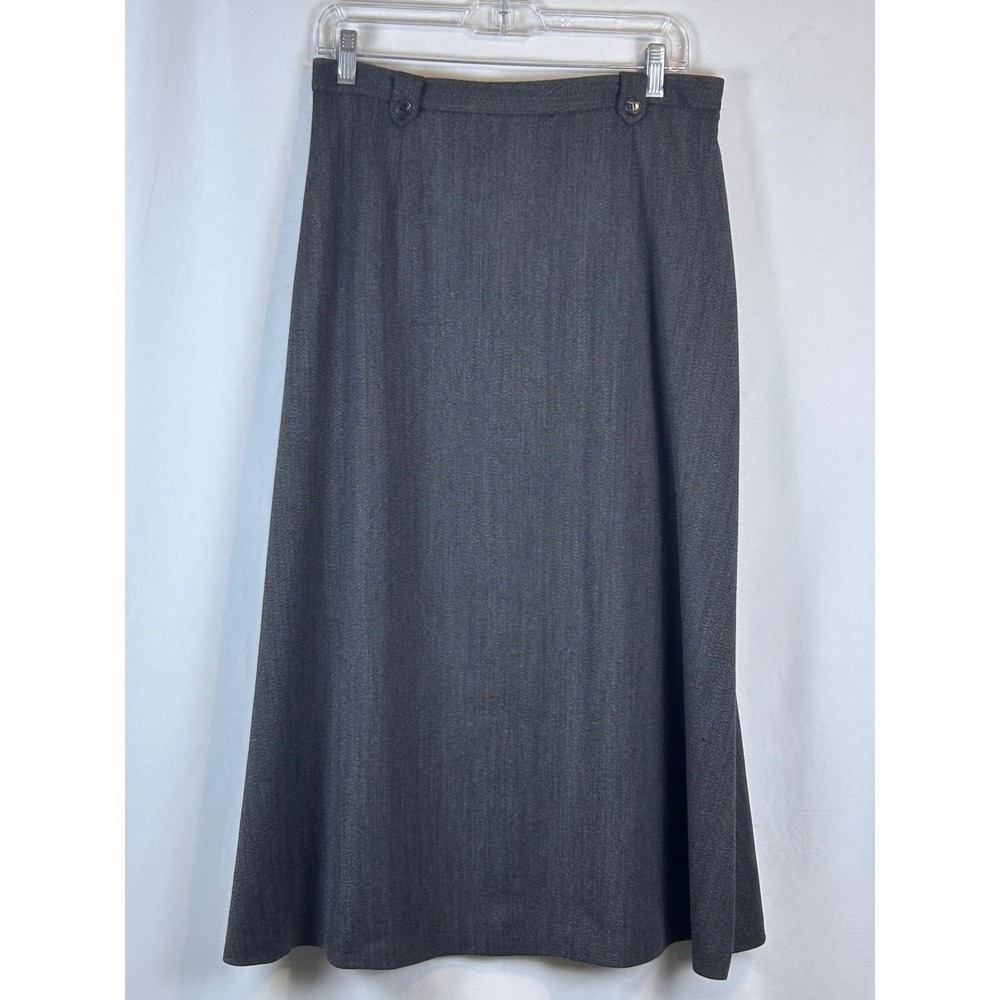 Talbots Skirt Women 14P Gray Excellent Wool A-Line Long Maxi Petite